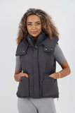 Italian Padded Pockets Hooded Gilet For Women  - Dropwear