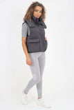 Italian Padded Pockets Hooded Gilet For Women  - Dropwear