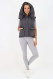 Italian Padded Pockets Hooded Gilet For Women  - Dropwear