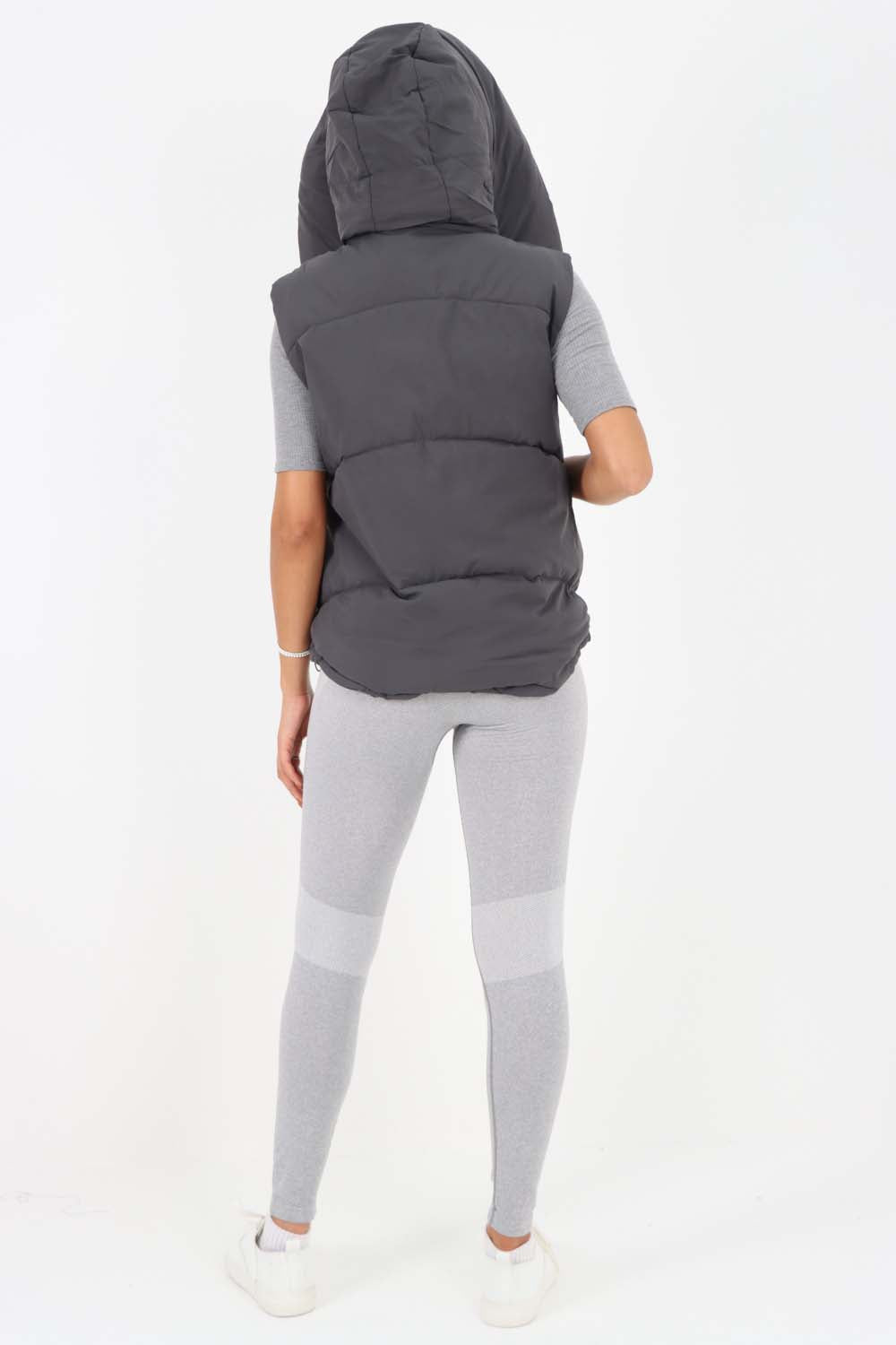 Italian Padded Pockets Hooded Gilet For Women  - Dropwear