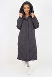 Italian Quilted Hooded Long Jacket Coat For Women  - Dropwear