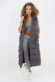 Italian Belted Hooded Long Gilet For Women  - Dropwear