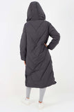 Italian Quilted Hooded Long Jacket Coat For Women  - Dropwear
