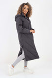 Italian Quilted Hooded Long Jacket Coat For Women  - Dropwear
