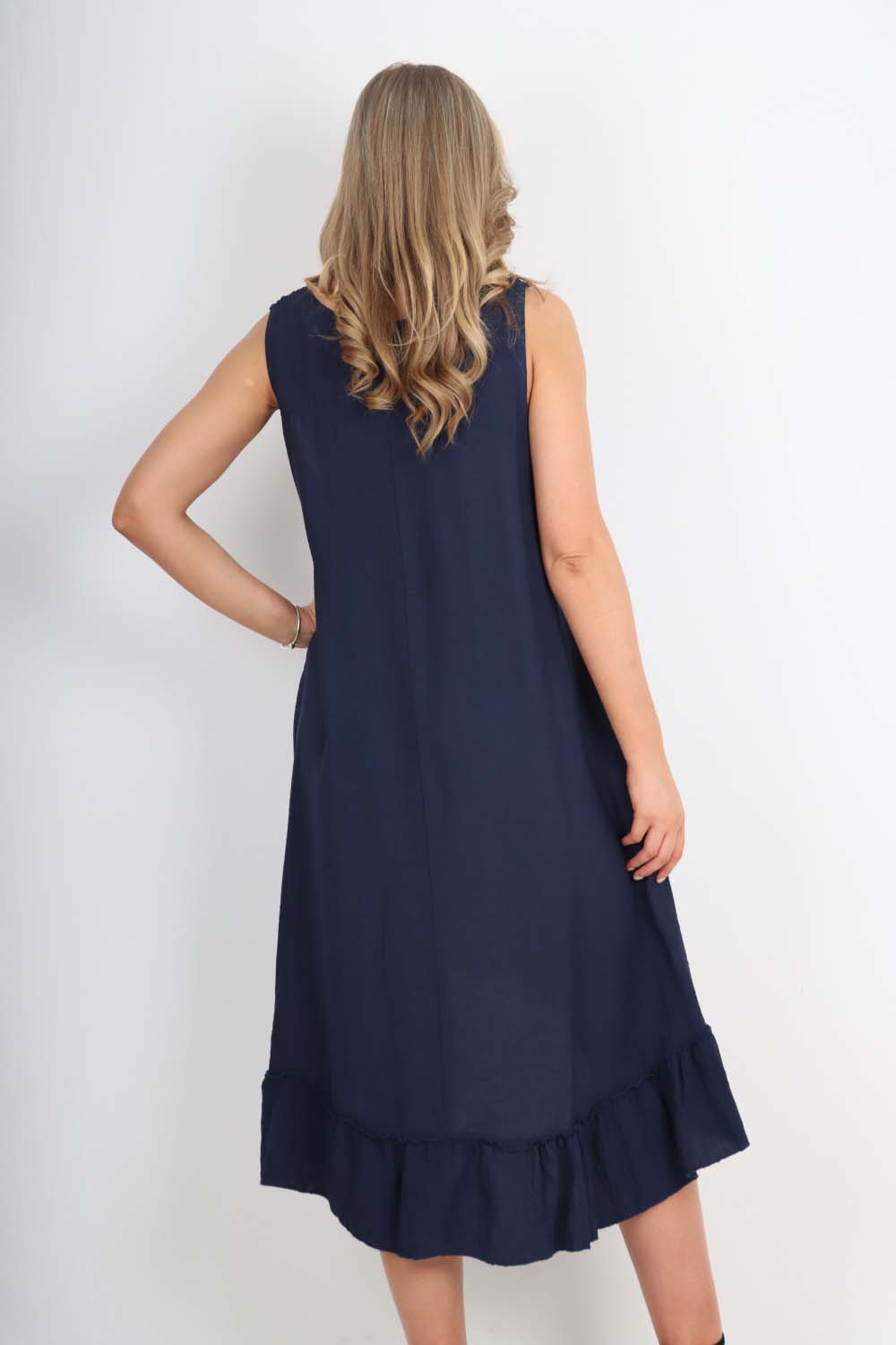 Italian Lace Neckline Dipped Hem Dress For Women  - Dropwear