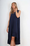 Italian Lace Neckline Dipped Hem Dress For Women  - Dropwear