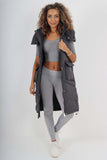 Italian Padded Pockets Hooded Long Gilet For Women  - Dropwear
