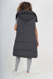 Italian Padded Pockets Hooded Long Gilet For Women  - Dropwear