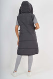 Italian Padded Pockets Hooded Long Gilet For Women  - Dropwear