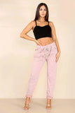 Coral Italian Glitter Drawstring Waistband Magic Pants For Women 14 - Dropwear