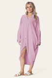 Red High-Low Oversized Button Long Top Shirt Dress with Hem andÂ LongÂ Sleeves For Women ONE SIZE UK FIT (14 TO 22) - Dropwear