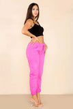 Dusky Pink Italian Glitter Drawstring Waistband Magic Pants For Women 8 - Dropwear