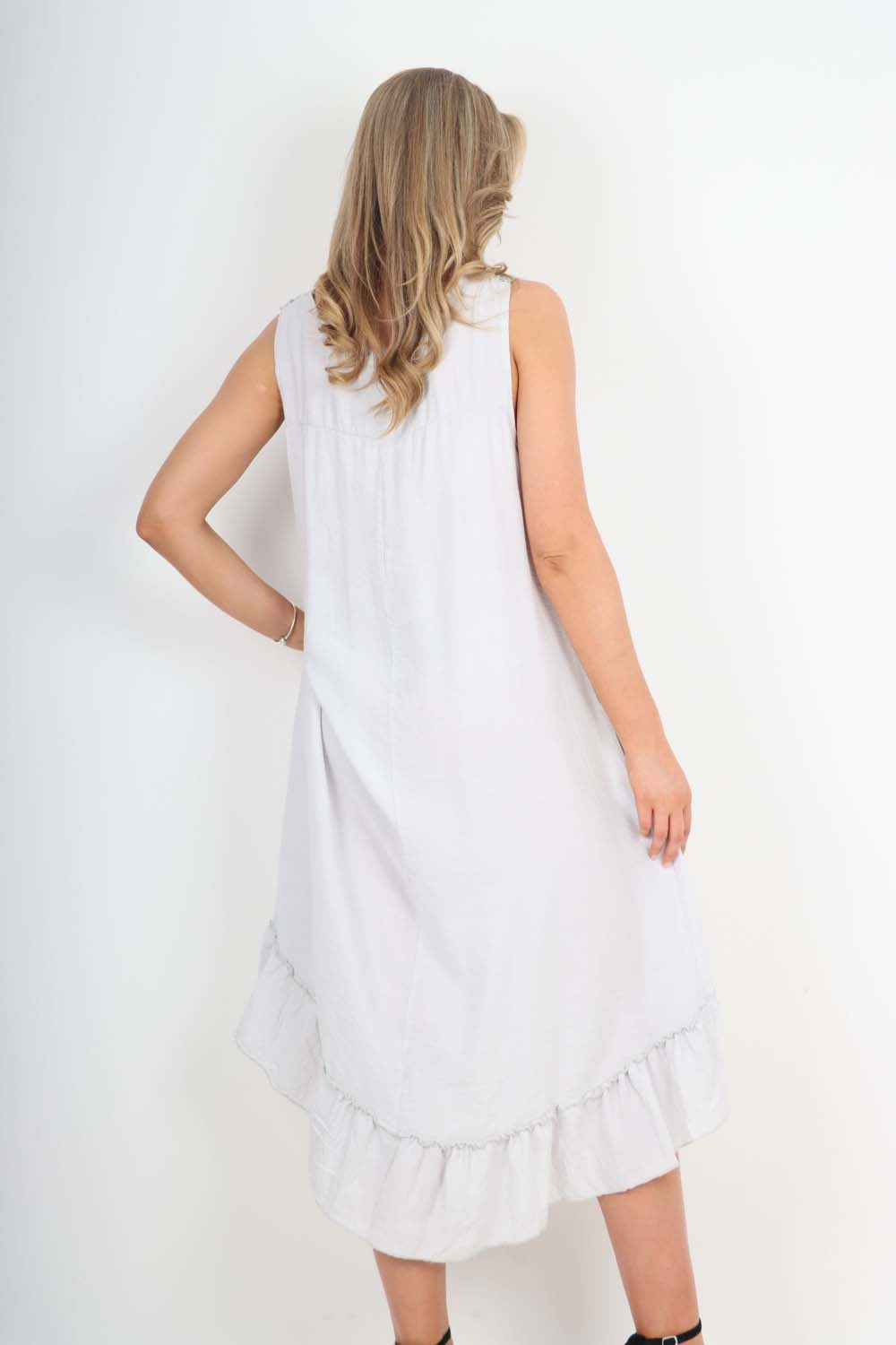 Italian Lace Neckline Dipped Hem Dress For Women  - Dropwear