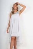 Italian Lace Neckline Dipped Hem Dress For Women  - Dropwear