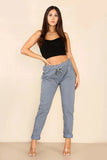 Dusky Pink Italian Glitter Drawstring Waistband Magic Pants For Women 12 - Dropwear