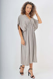 Italian Drawestring Front Flared Linen Dress For Women  - Dropwear