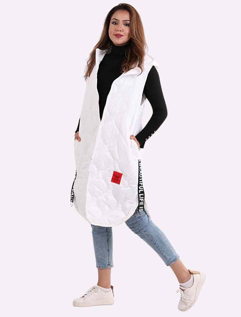 Black Hooded Puffer Coat For Women ONE SIZE (12-18) - Dropwear