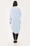 High-Low Oversized Button Long Top Shirt Dress with Hem andÂ LongÂ Sleeves For Women  - Dropwear