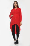 High-Low Oversized Button Long Top Shirt Dress with Hem andÂ LongÂ Sleeves For Women  - Dropwear