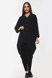High-Low Oversized Button Long Top Shirt Dress with Hem andÂ LongÂ Sleeves For Women  - Dropwear