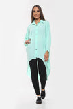High-Low Oversized Button Long Top Shirt Dress with Hem andÂ LongÂ Sleeves For Women  - Dropwear