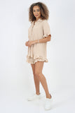 Italian Pleated Shirt & Shorts Co-Ord Set For Women  - Dropwear