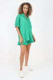 Italian Pleated Shirt & Shorts Co-Ord Set For Women  - Dropwear