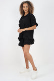 Italian Pleated Shirt & Shorts Co-Ord Set For Women  - Dropwear
