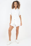 Italian Pleated Shirt & Shorts Co-Ord Set For Women  - Dropwear