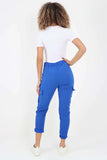 Royal Blue Plus Size Italian Drawstring Waistband Magic Cargo Trouser For Women 22 - Dropwear