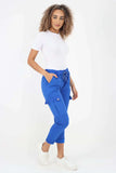 Navy Bl Italian Drawstring Waistband Magic Cargo Trouser For Women 14 - Dropwear