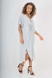 Italian Drawestring Front Side Split Linen Dress For Women  - Dropwear