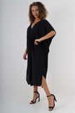 Grey Italian Drawestring Front Side Split Linen Dress For Women ONE SIZE (FITS UK 12-22) - Dropwear