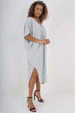 Italian Drawestring Front Side Split Linen Dress For Women  - Dropwear