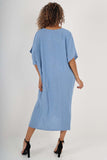 Italian Drawestring Front Side Split Linen Dress For Women  - Dropwear