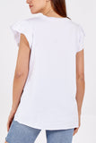Scoop Neck Frill Sleeve Top With Necklace For Women  - Dropwear