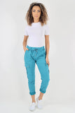 Beige Plus Size Italian Drawstring Waistband Magic Cargo Trouser For Women 20 - Dropwear