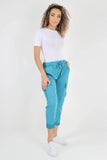 Black Plus Size Italian Drawstring Waistband Magic Cargo Trouser For Women 18 - Dropwear