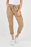 Mint Green Plus Size Italian Drawstring Waistband Magic Cargo Trouser For Women 22 - Dropwear