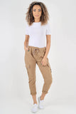 Plus Size Italian Drawstring Waistband Magic Cargo Trouser For Women  - Dropwear