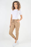 Mocha Plus Size Italian Drawstring Waistband Magic Cargo Trouser For Women 18 - Dropwear