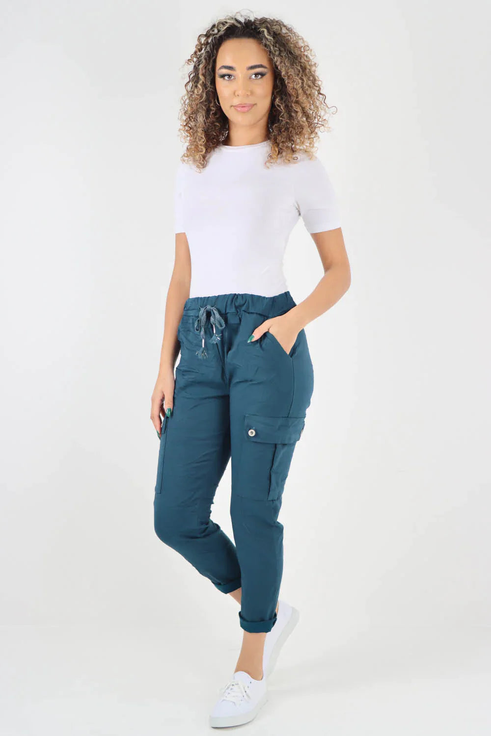 Italian Drawstring Waistband Magic Cargo Trouser For Women  - Dropwear