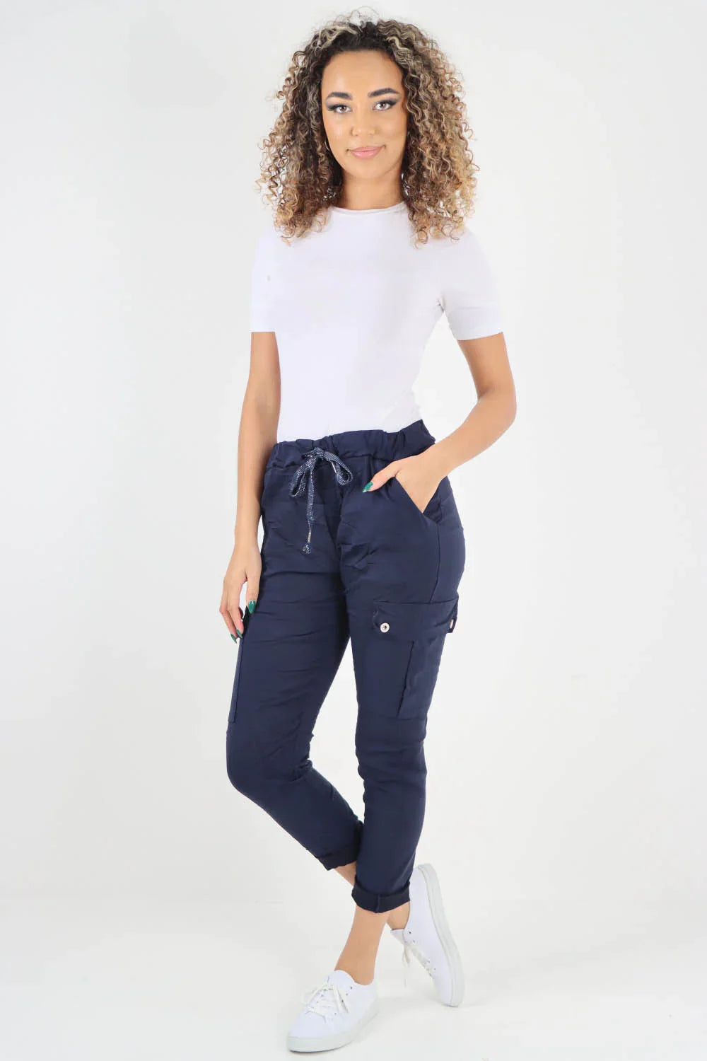 Italian Drawstring Waistband Magic Cargo Trouser For Women  - Dropwear