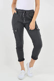 Light Denim Plus Size Italian Drawstring Waistband Magic Cargo Trouser For Women 20 - Dropwear