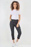 Light Denim Plus Size Italian Drawstring Waistband Magic Cargo Trouser For Women 22 - Dropwear