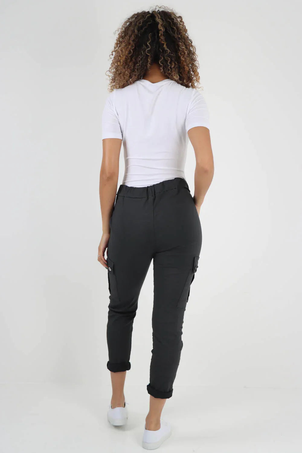Turq Italian Drawstring Waistband Magic Cargo Trouser For Women 12 - Dropwear