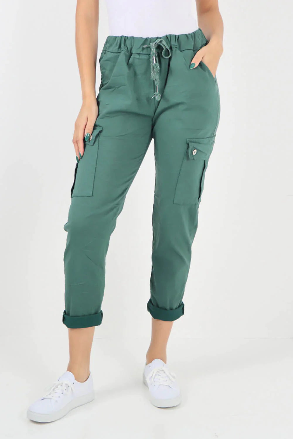 Italian Drawstring Waistband Magic Cargo Trouser For Women  - Dropwear