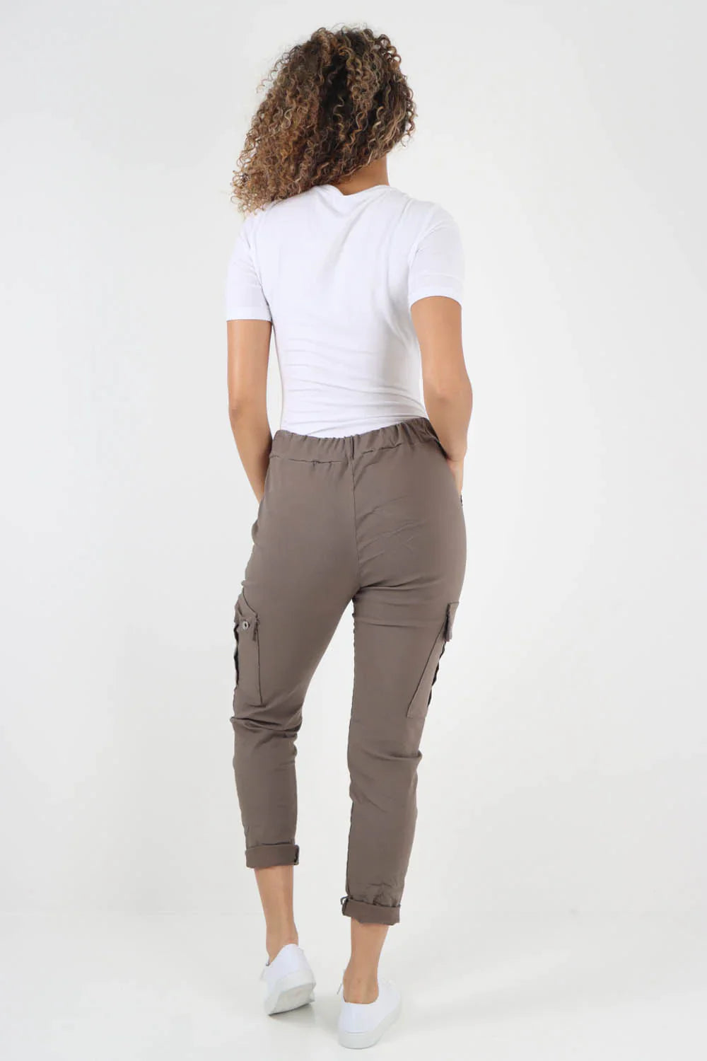 Fuchsia Plus Size Italian Drawstring Waistband Magic Cargo Trouser For Women 16 - Dropwear