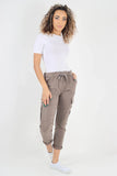 Fuchsia Plus Size Italian Drawstring Waistband Magic Cargo Trouser For Women 18 - Dropwear