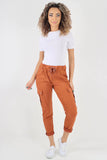 Charcoal Plus Size Italian Drawstring Waistband Magic Cargo Trouser For Women 16 - Dropwear